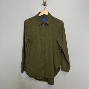KIT + ACE army green button down wool silk blend shirt size S